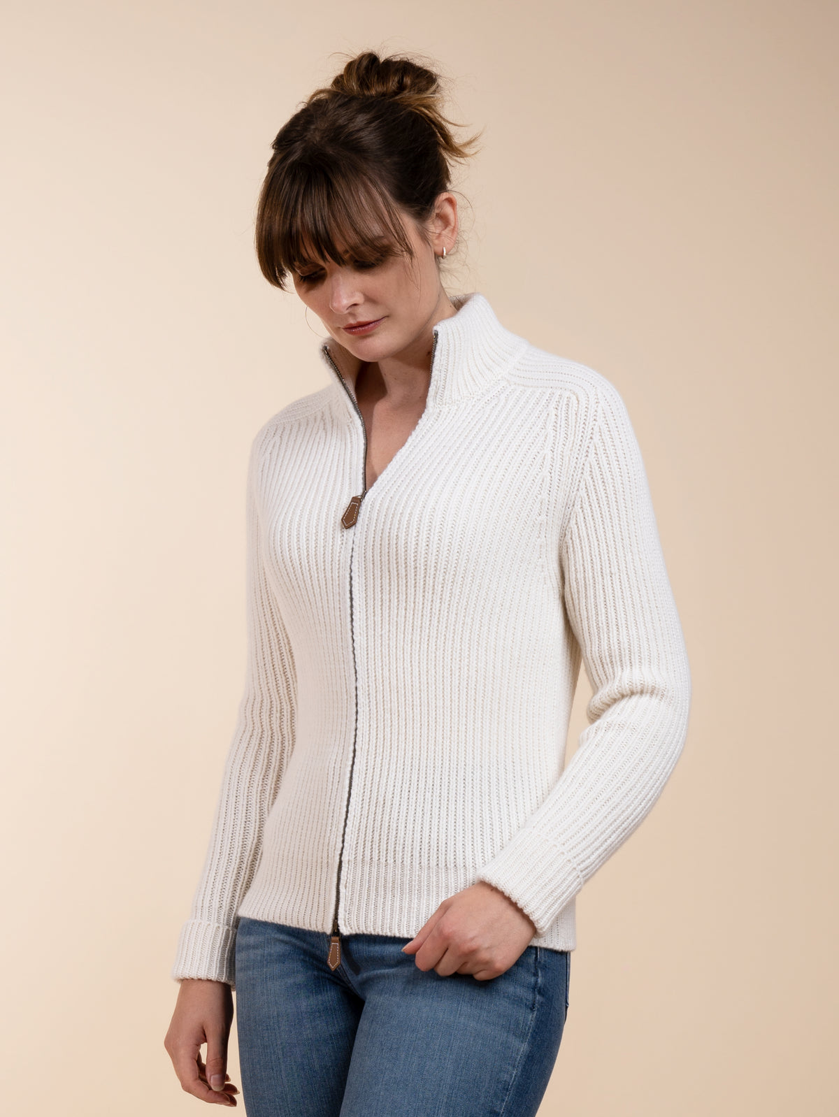 ZIPPED CARDIGAN&lt;br&gt;CREAM