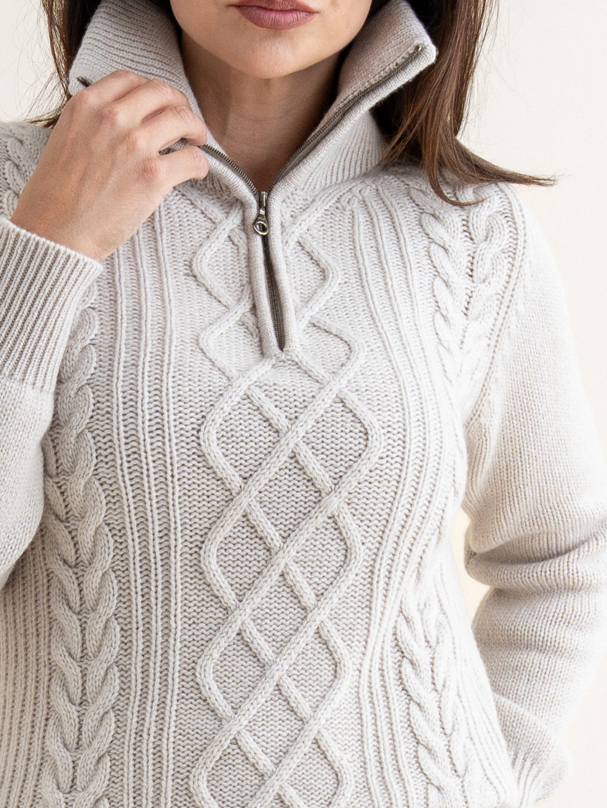 CABLE QUARTER ZIP<br>SWANSDOWN