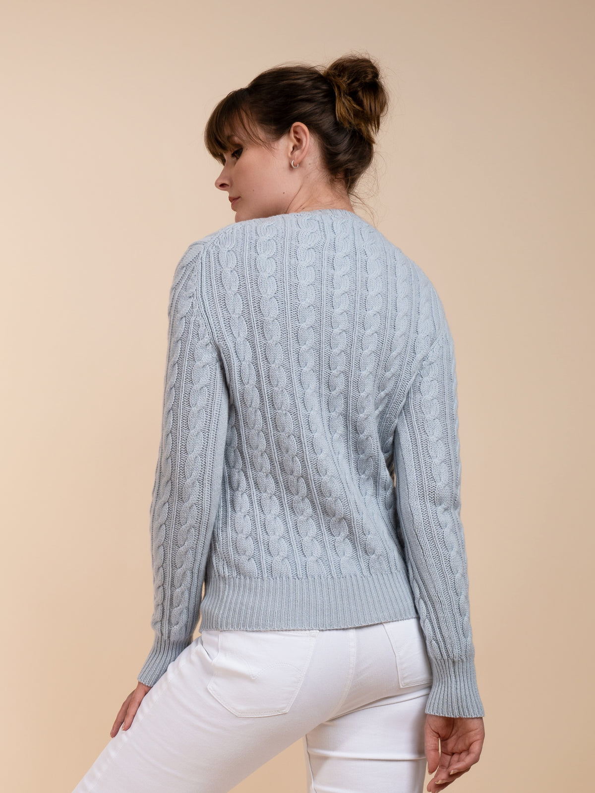CABLEKNIT CREW&lt;br&gt;SOFT BLUE
