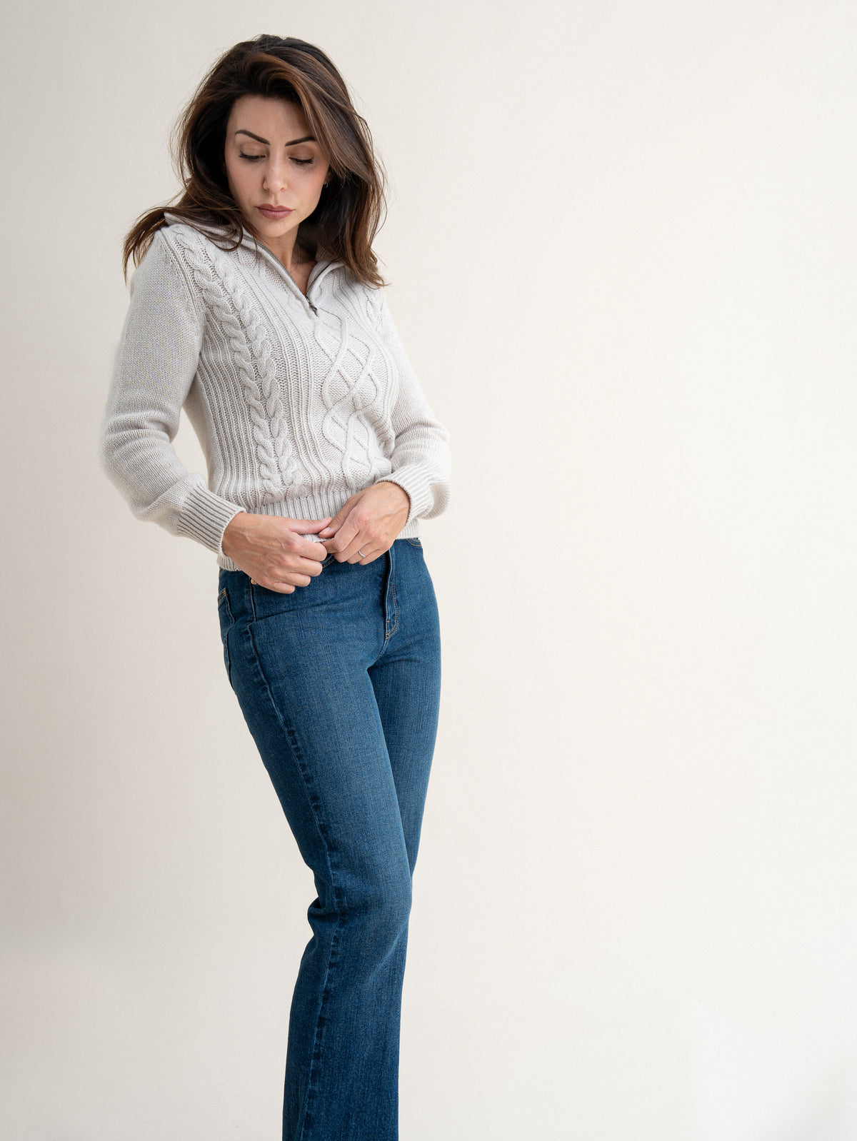 CABLE QUARTER ZIP<br>SWANSDOWN