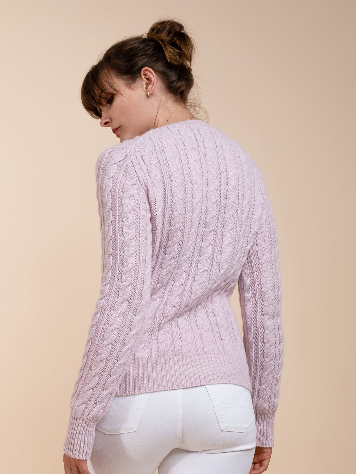 CABLEKNIT CREW&lt;br&gt;SOFT PINK
