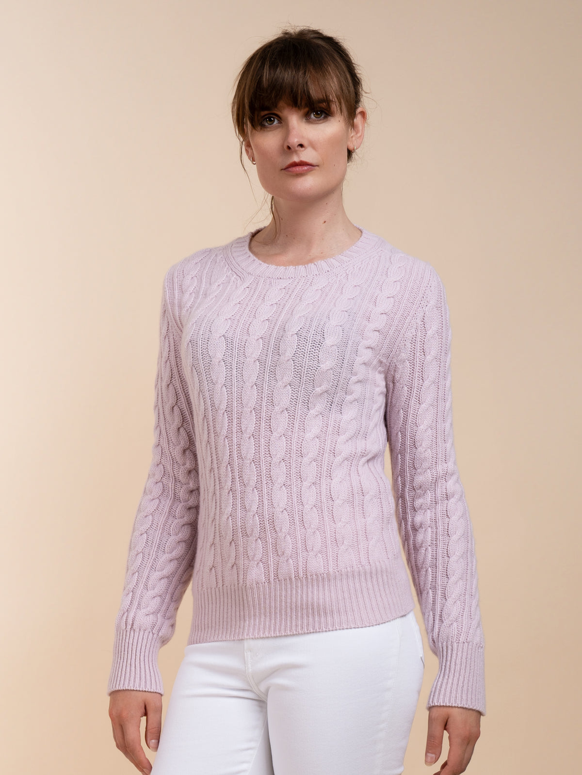 CABLEKNIT CREW&lt;br&gt;SOFT PINK