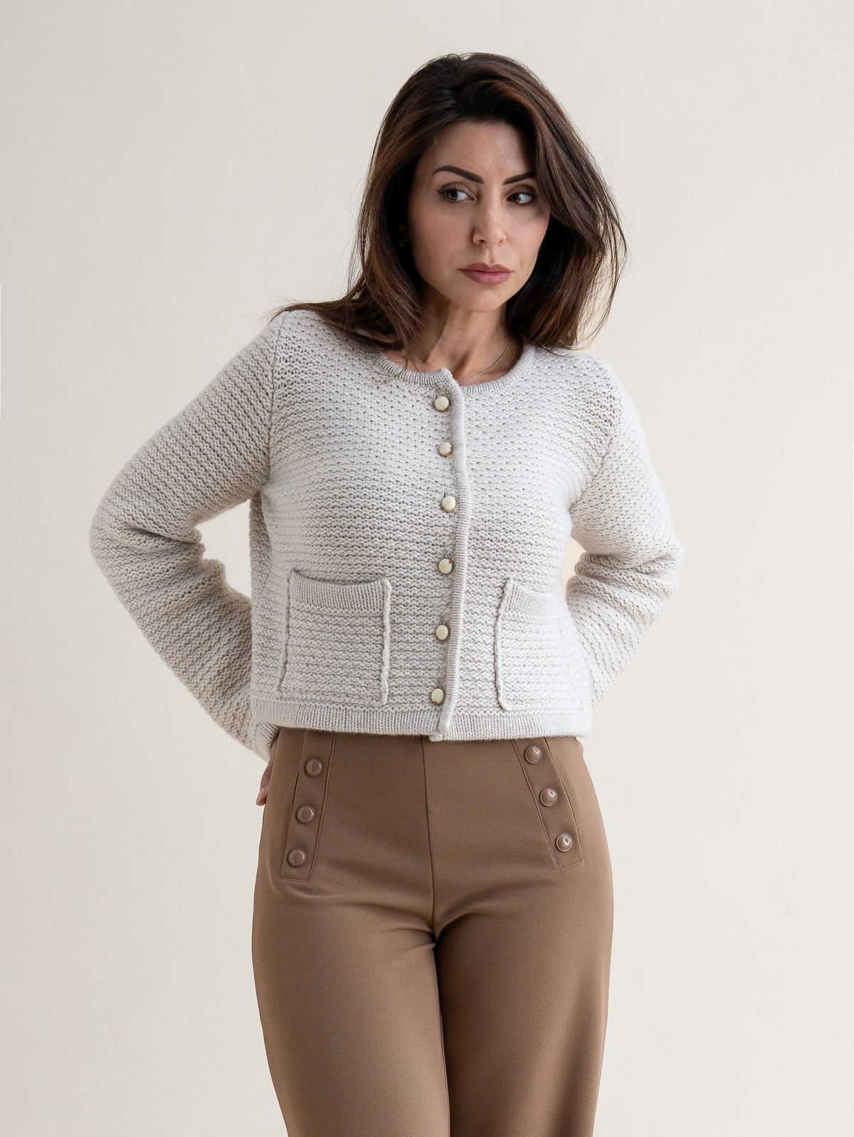 CROPPED CARDIGAN<br>SWANSDOWN