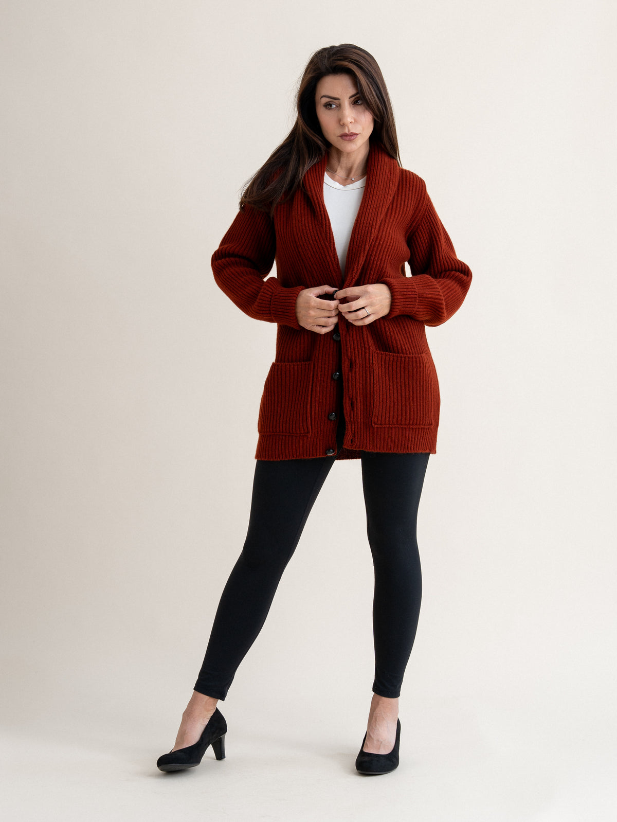 THE SHAWL NECK CARDIGAN<br>HARISSA