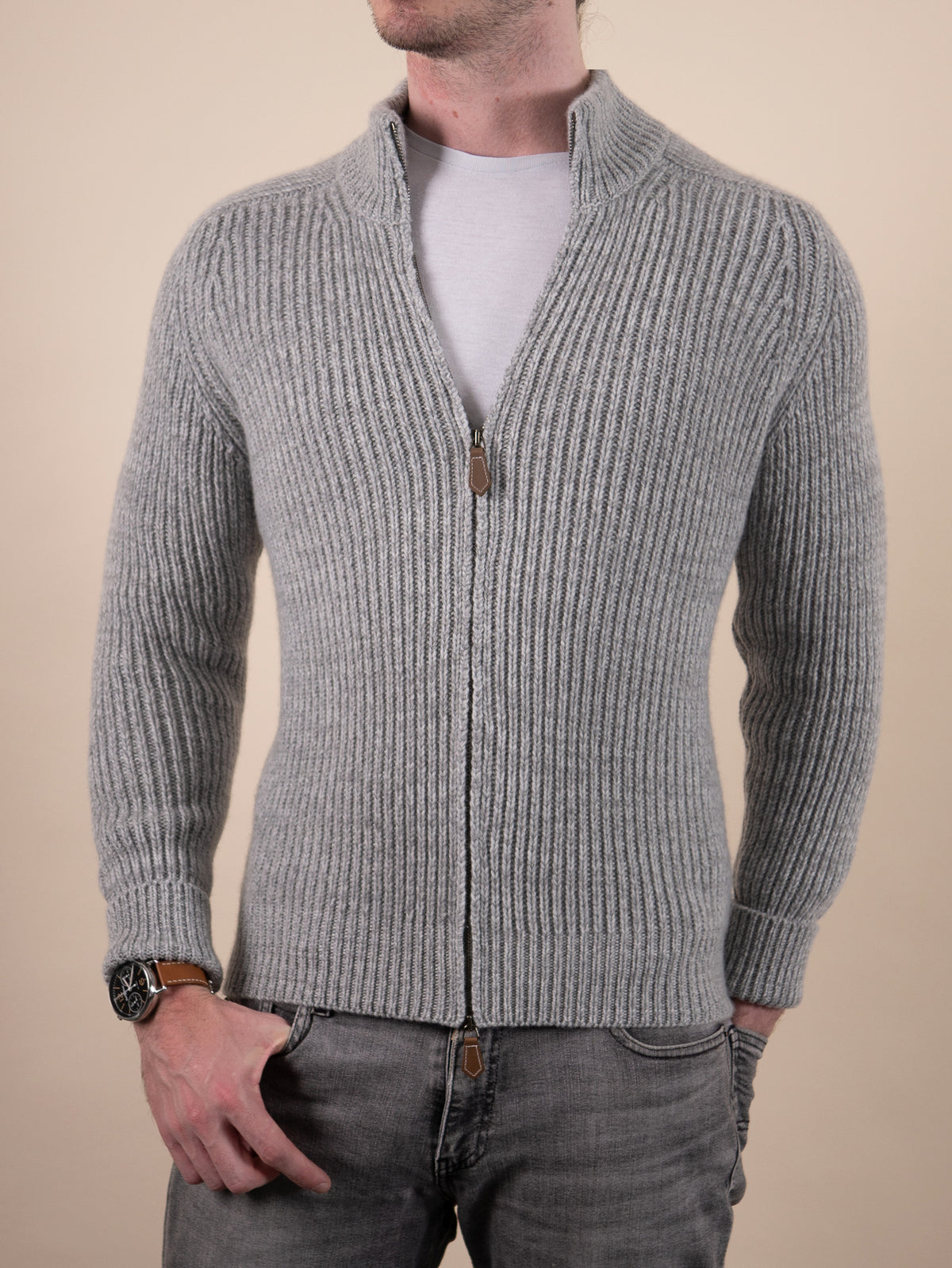 FULL ZIP&lt;br&gt;GREY MARL