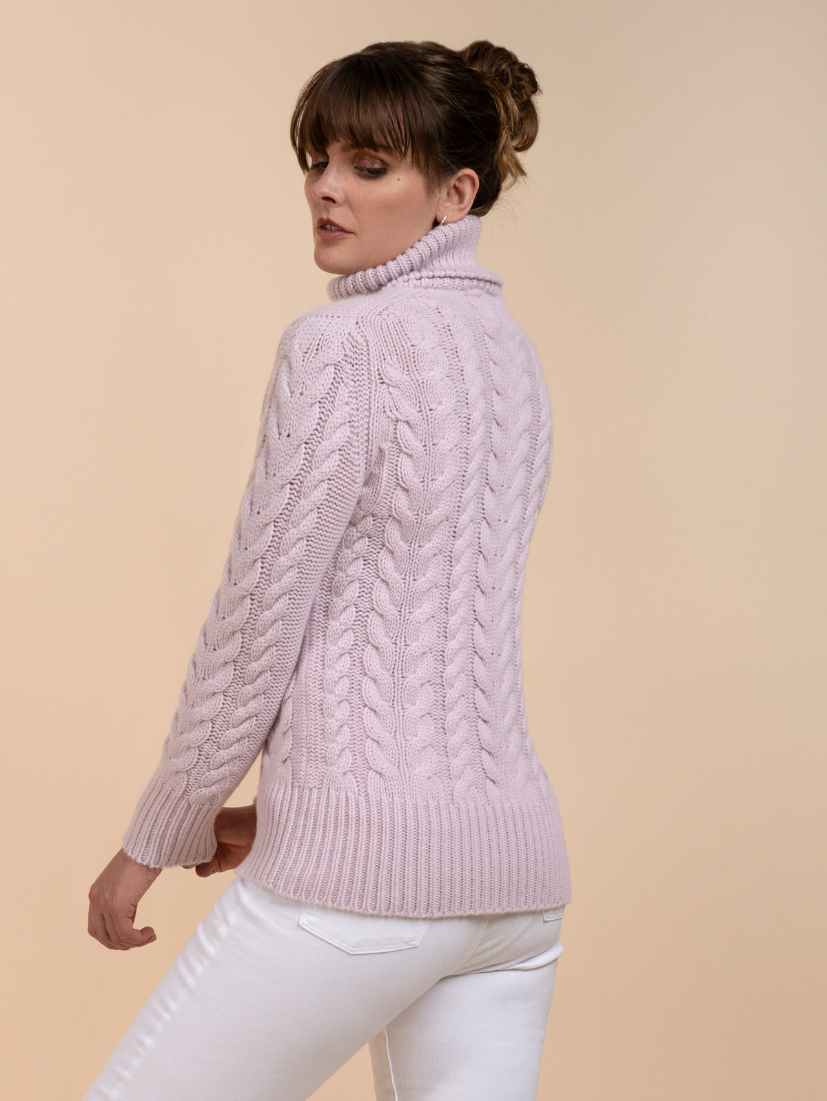 MULTI CABLE ROLL NECK&lt;br&gt;SOFT PINK