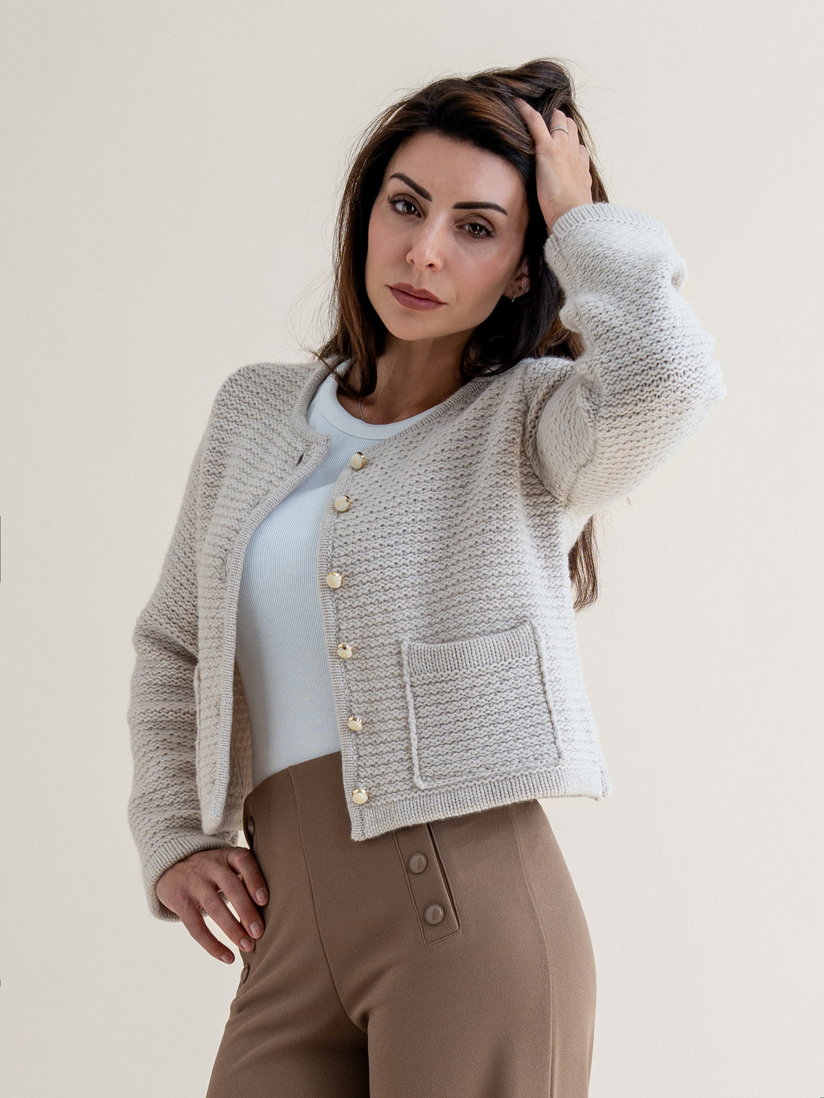 CROPPED CARDIGAN<br>SWANSDOWN