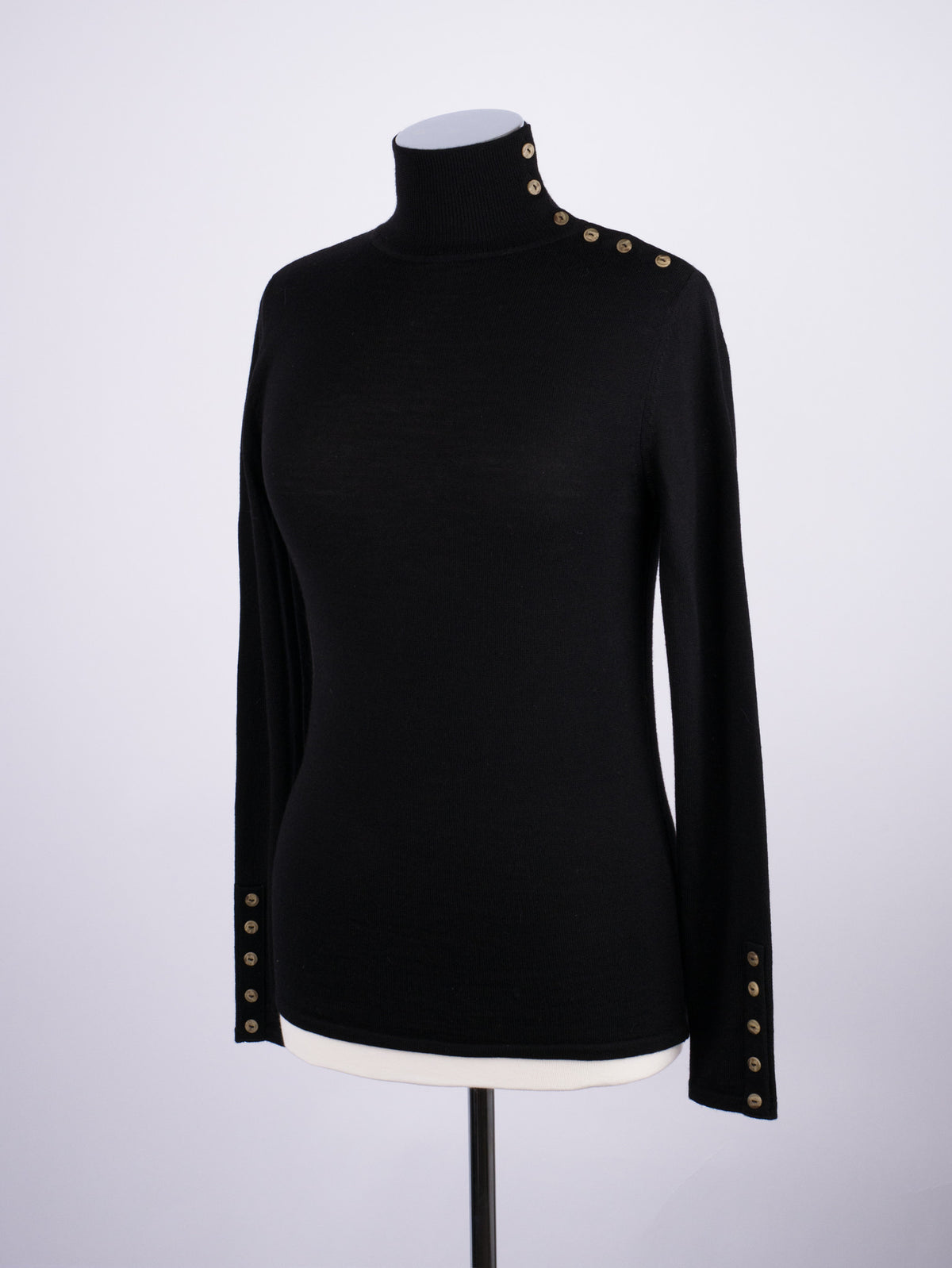 Button Neck Jumper - Black