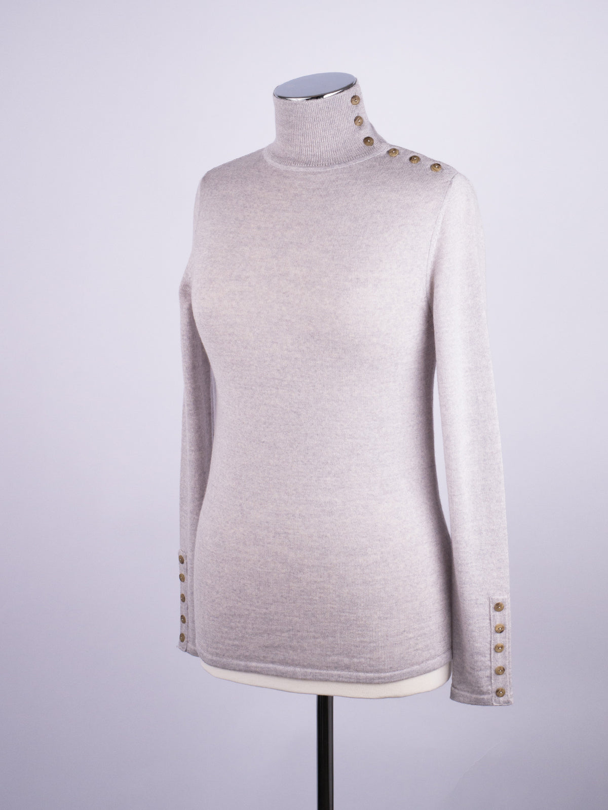 Button Neck Jumper - Silver Grey