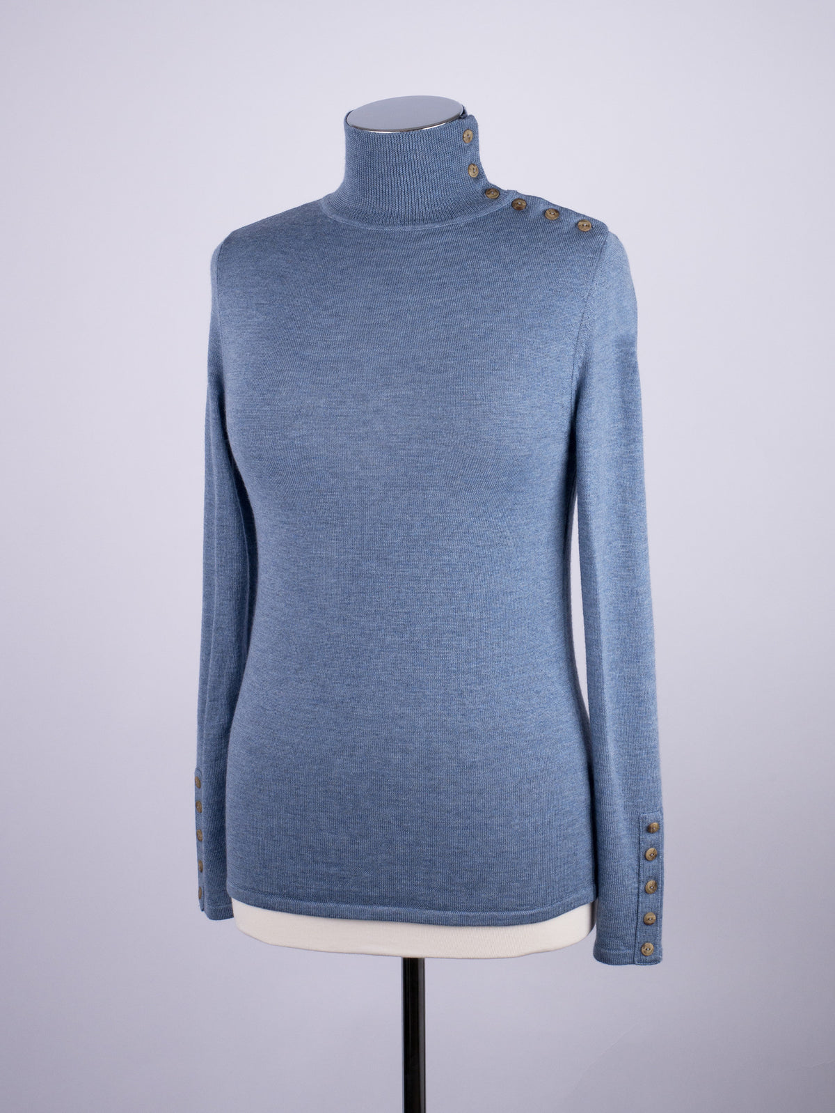 Button Neck Jumper - Petrol