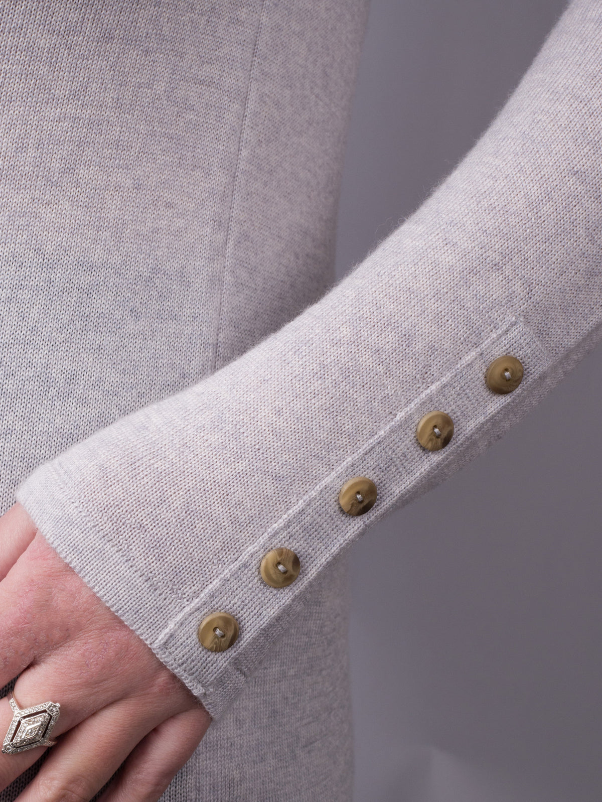Button Neck Jumper - Silver Grey