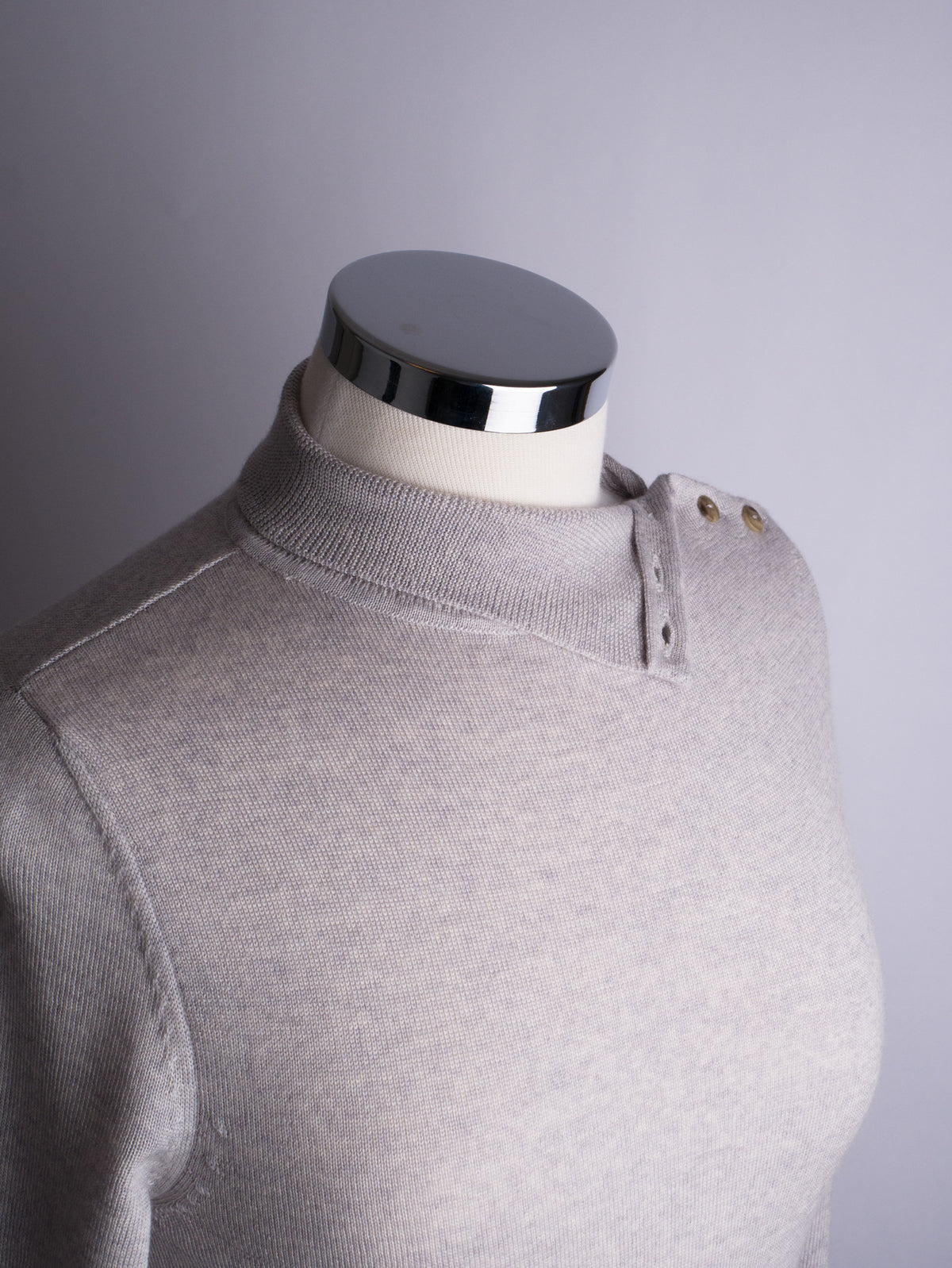 Button Neck Jumper - Silver Grey