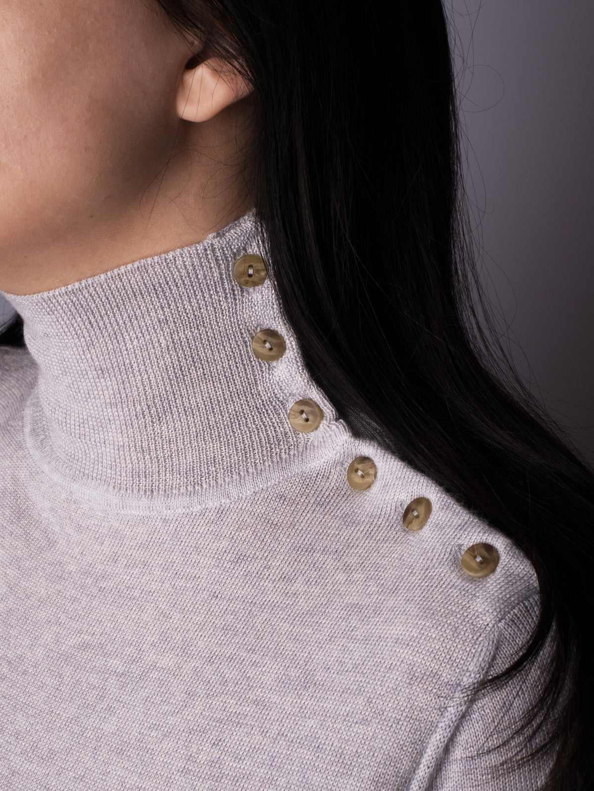 Button Neck Jumper - Silver Grey